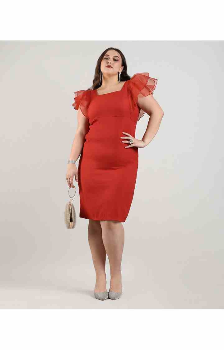Women's Red Solid Dresses