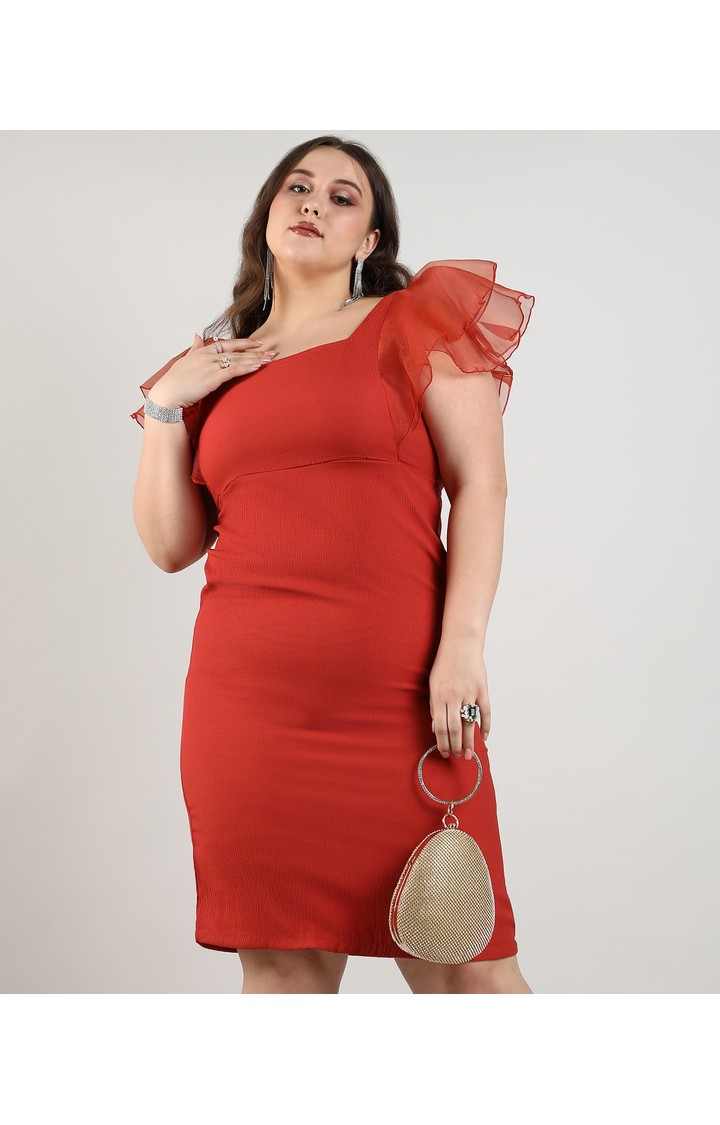 Women's Red Solid Dresses