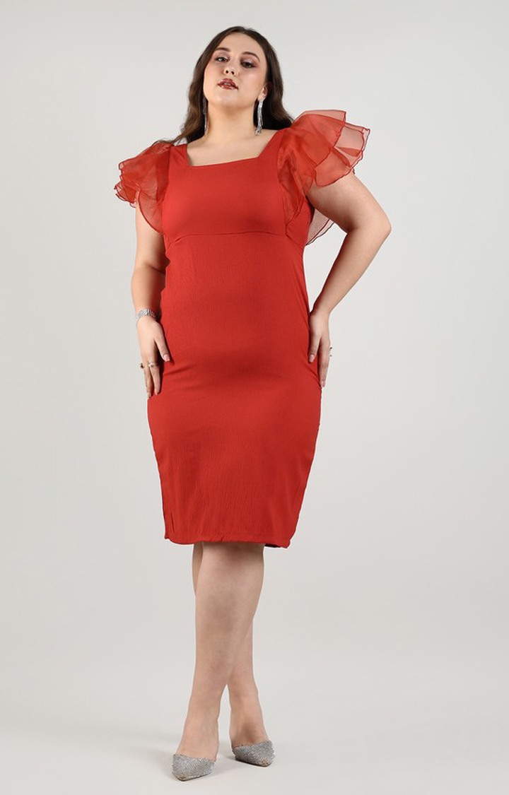 Women's Red Solid Dresses
