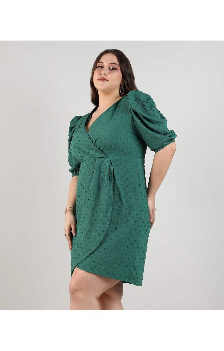 Women's Green Solid Dresses