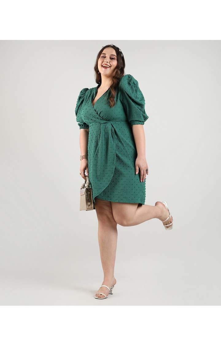 Women's Green Solid Dresses