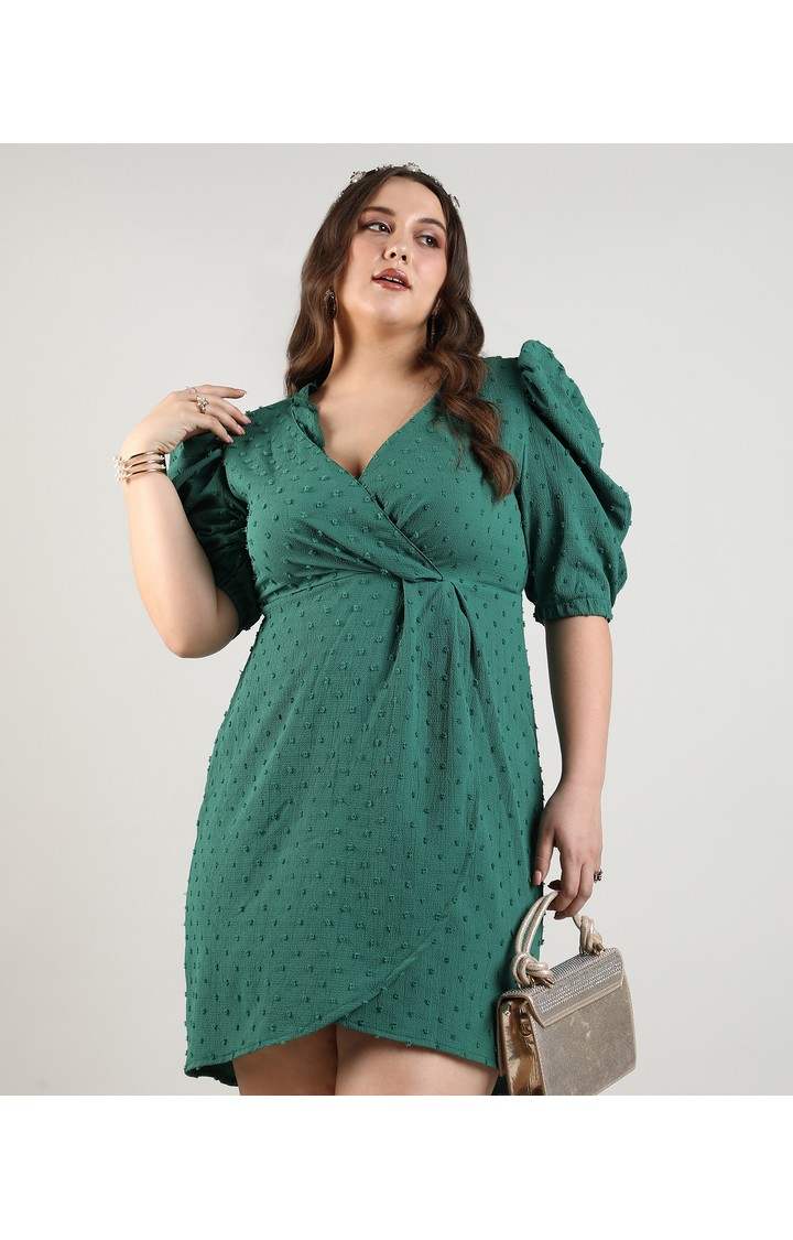Women's Green Solid Dresses