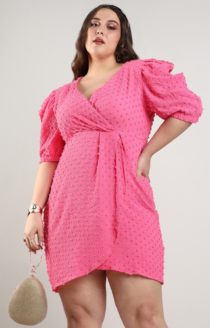 Women's Pink Solid Dresses