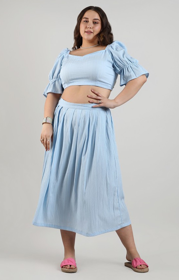 Women's Blue Solid Co-ords