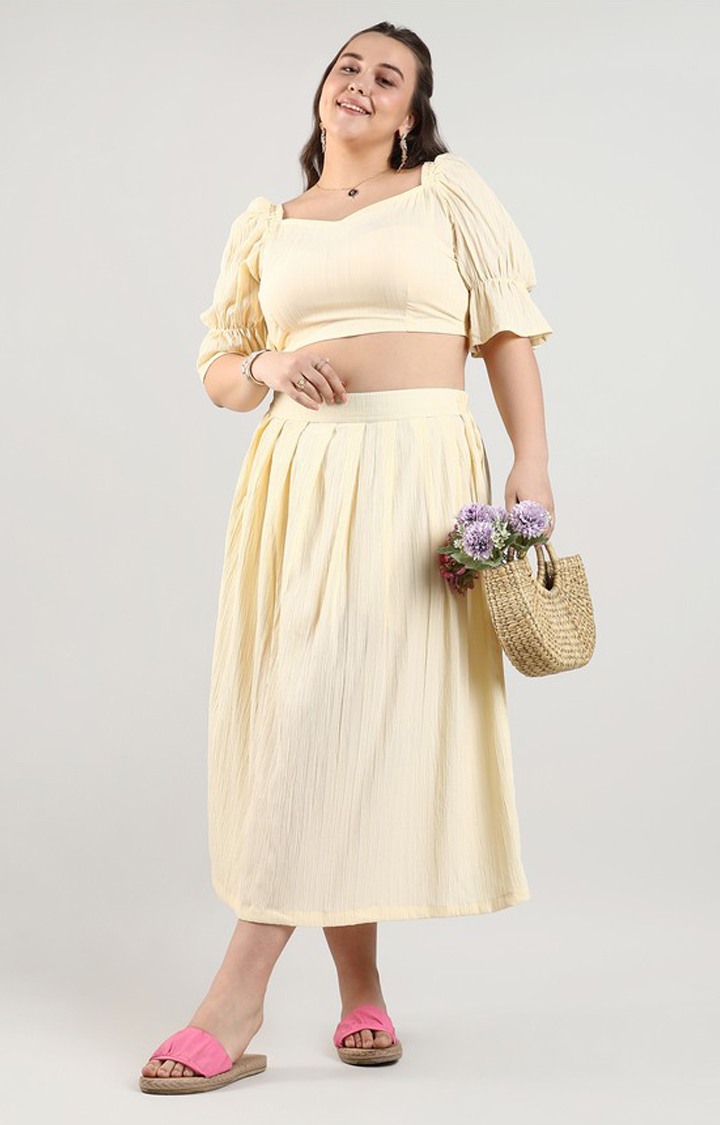 Women's Yellow Solid Co-ords