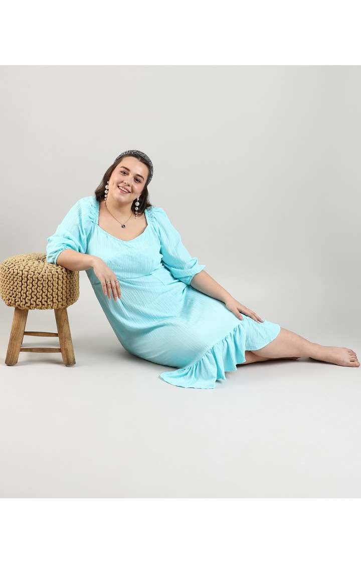 Women's Blue Solid Dresses