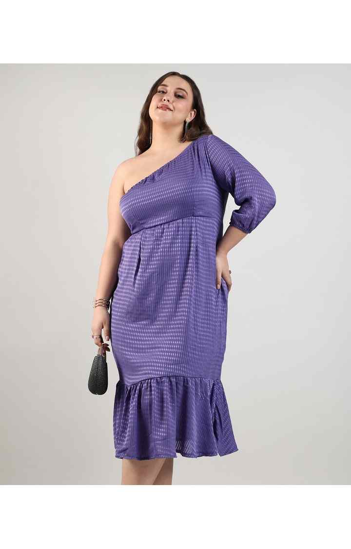 Women's Purple Solid Dresses