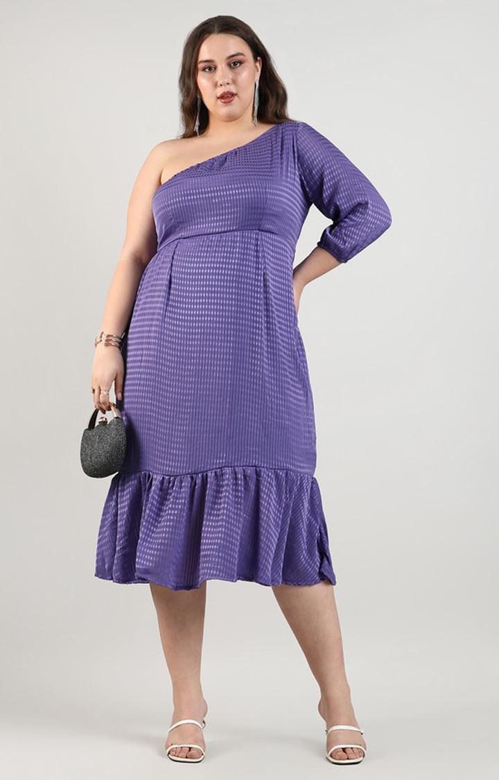 Women's Purple Solid Dresses