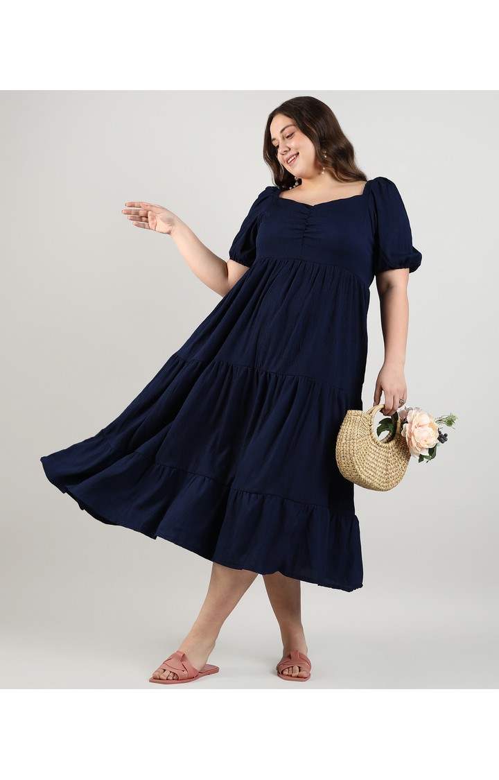 Women's Blue Checked Dresses