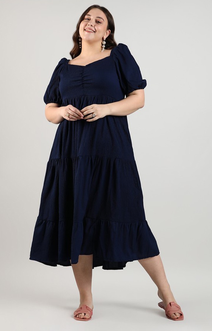 Women's Blue Checked Dresses