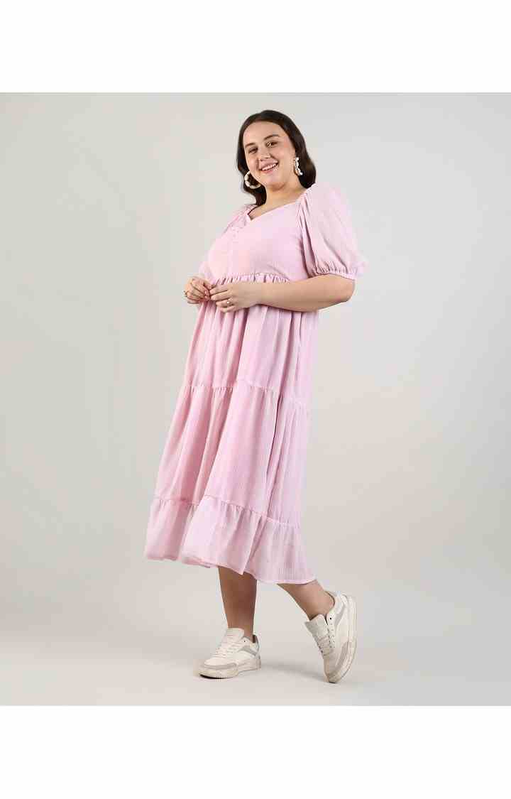 Women's Pink Solid Dresses