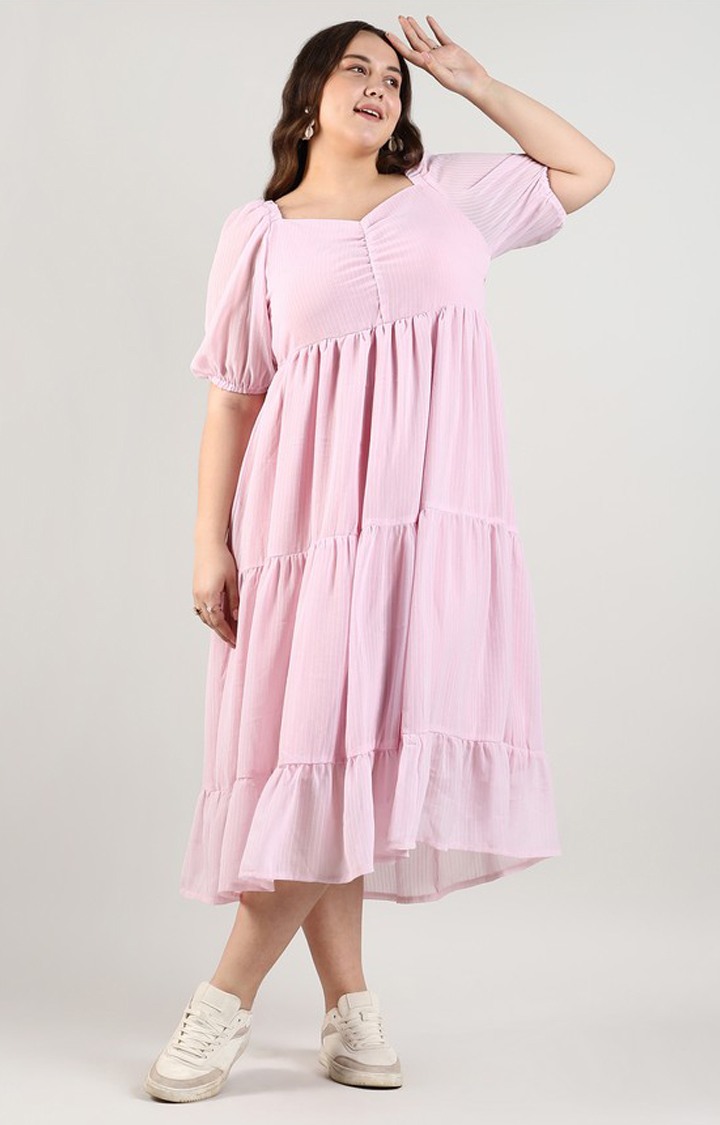 Women's Pink Solid Dresses