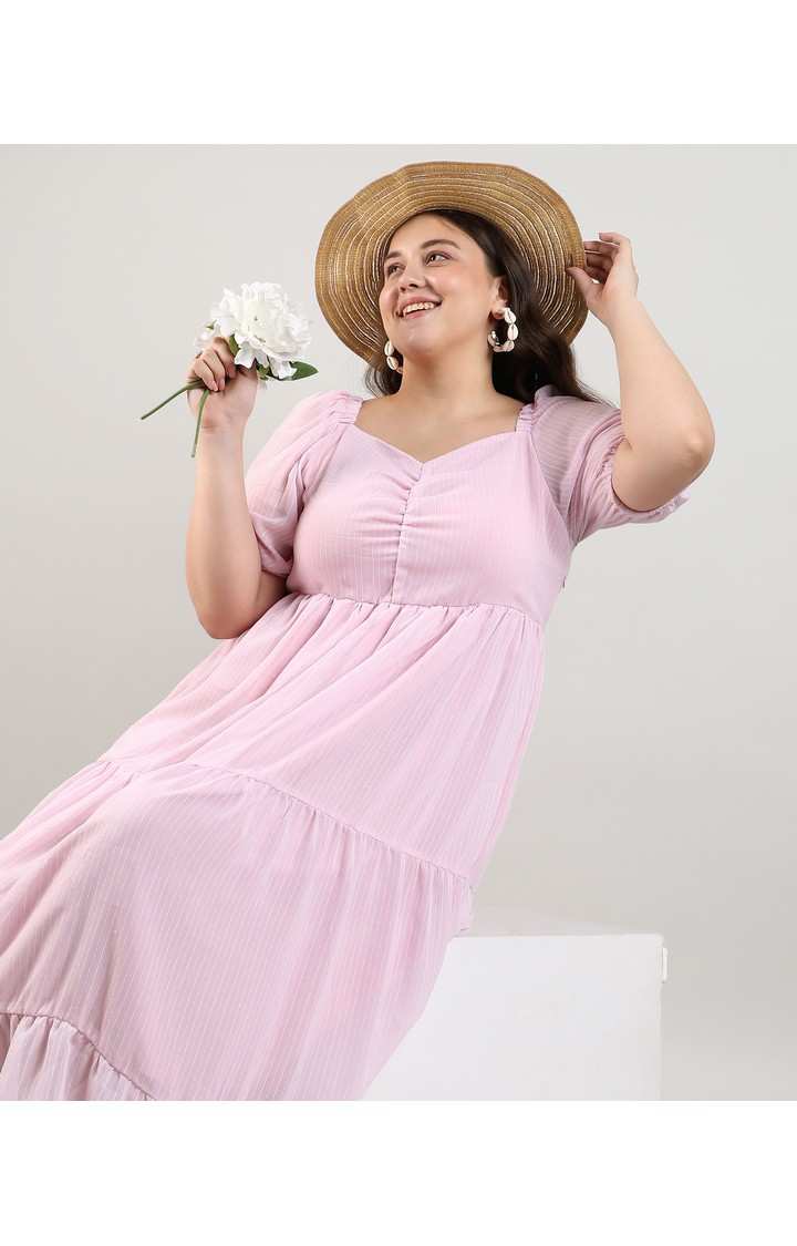 Women's Pink Solid Dresses