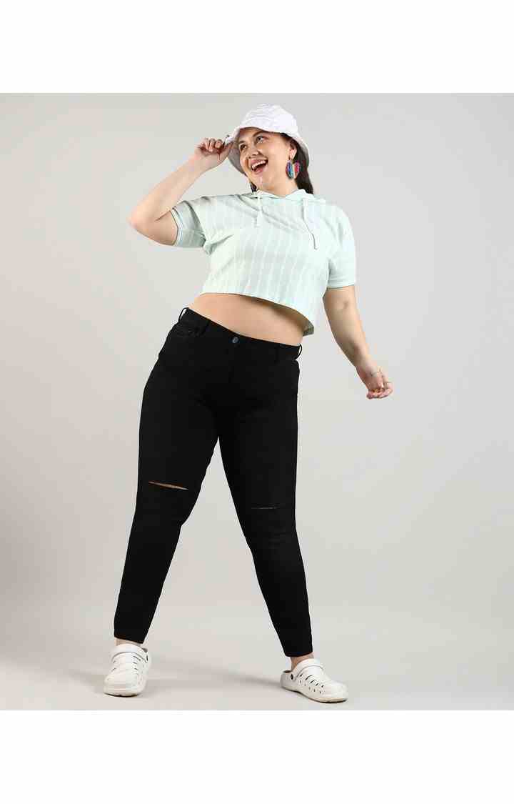 Women's Green Striped Tops