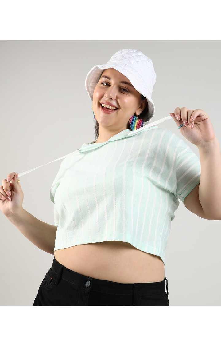 Women's Green Striped Tops