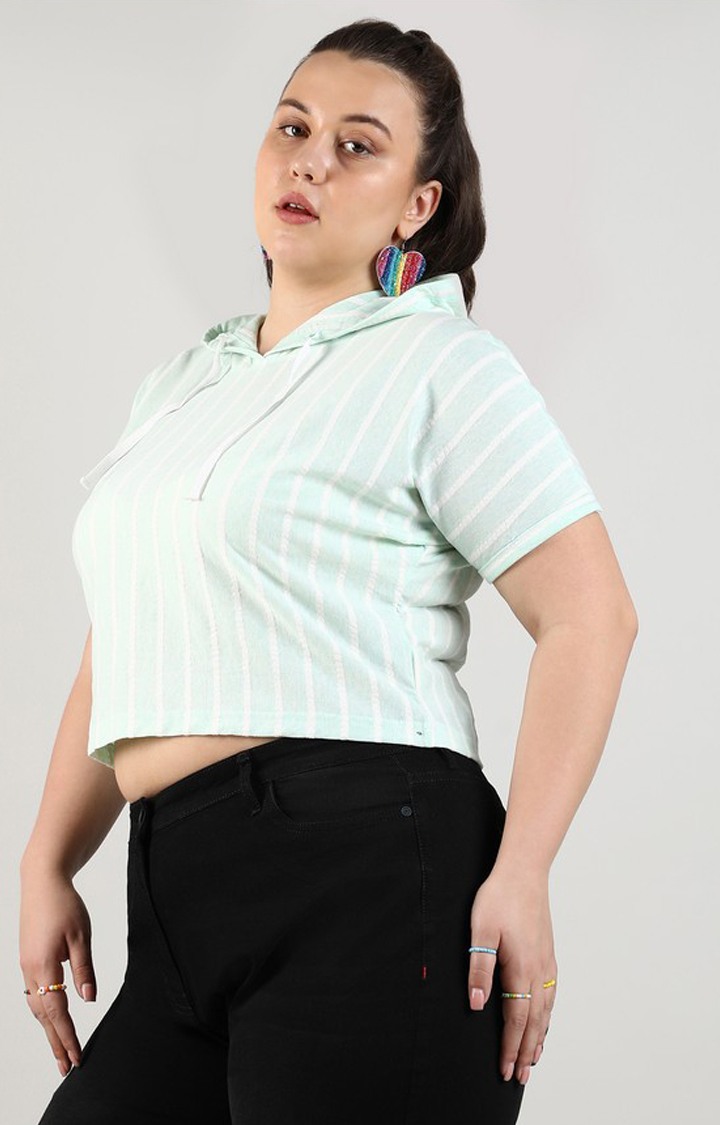 Women's Green Striped Tops