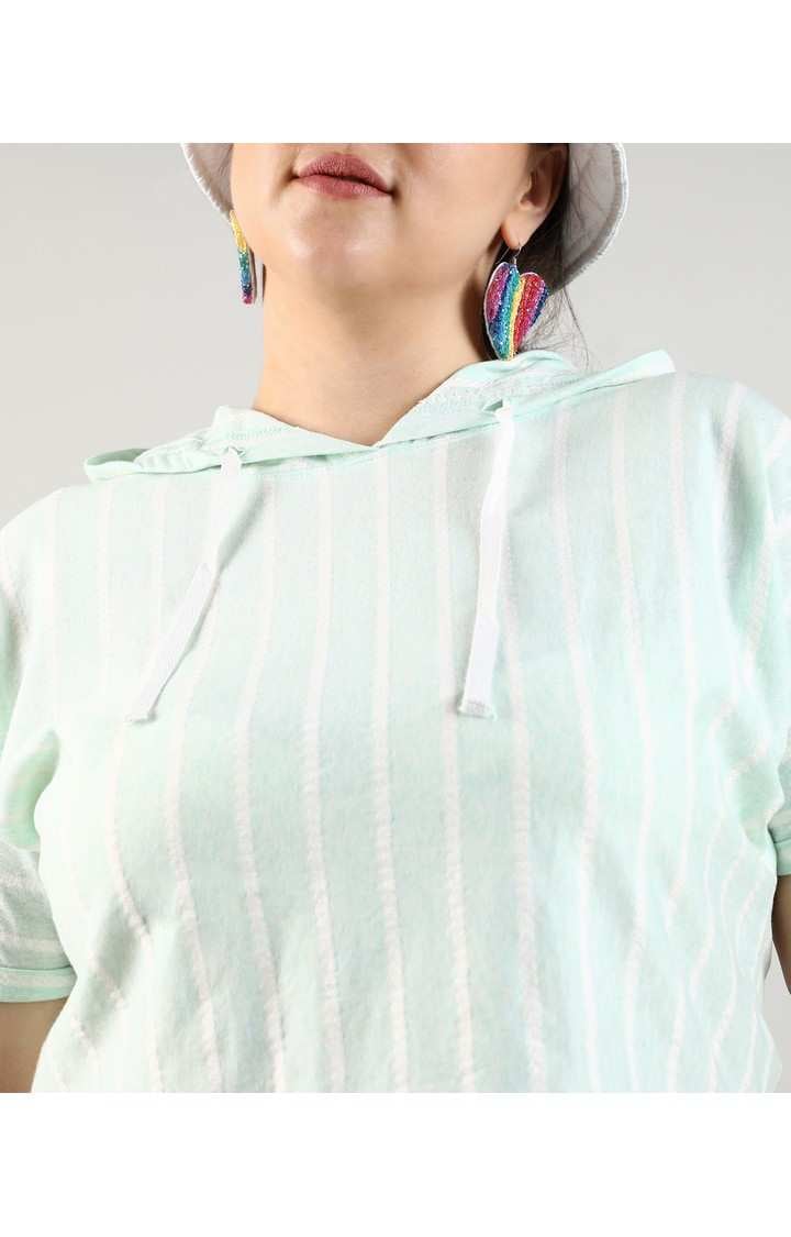 Women's Green Striped Tops