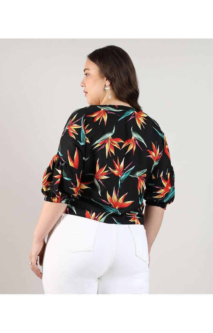 Women's Black Printed Tops