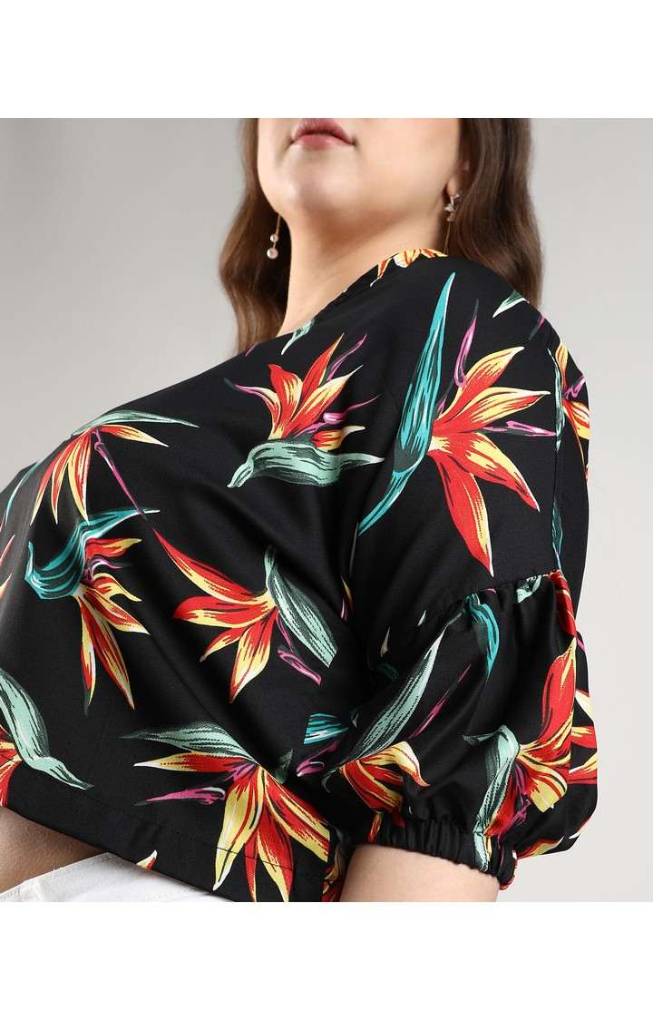 Women's Black Printed Tops