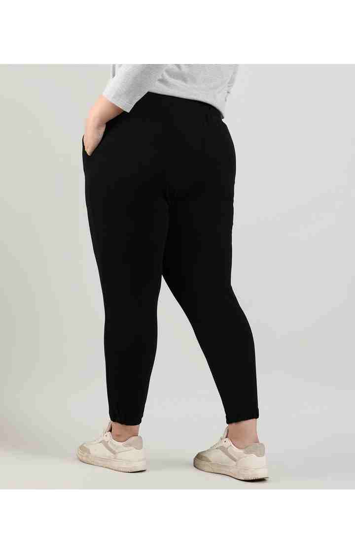 Women's Black Solid Trackpants