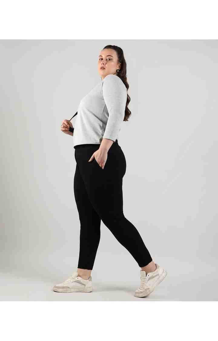 Women's Black Solid Trackpants