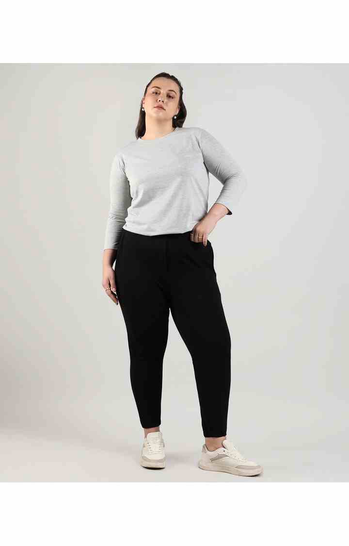 Women's Black Solid Trackpants