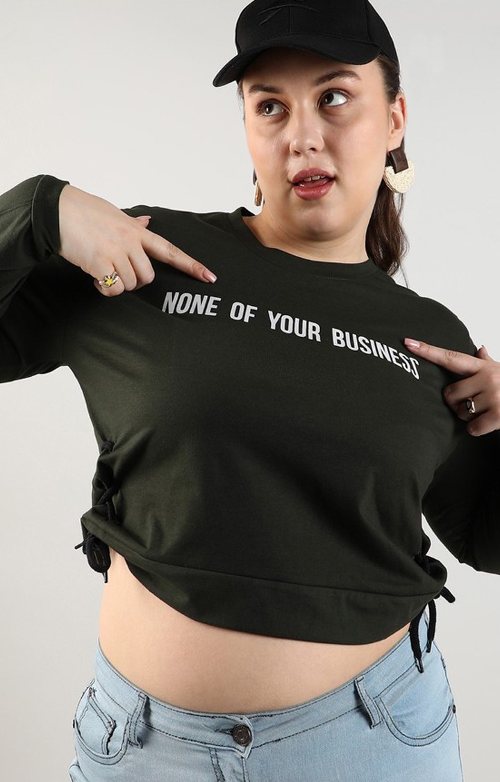 Women's Green Typographic Tops