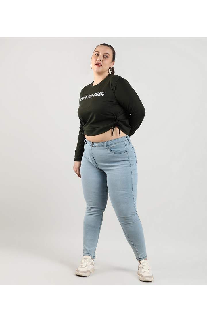 Women's Green Typographic Tops