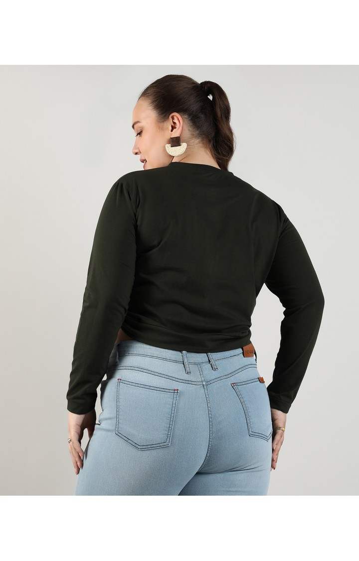 Women's Green Typographic Tops