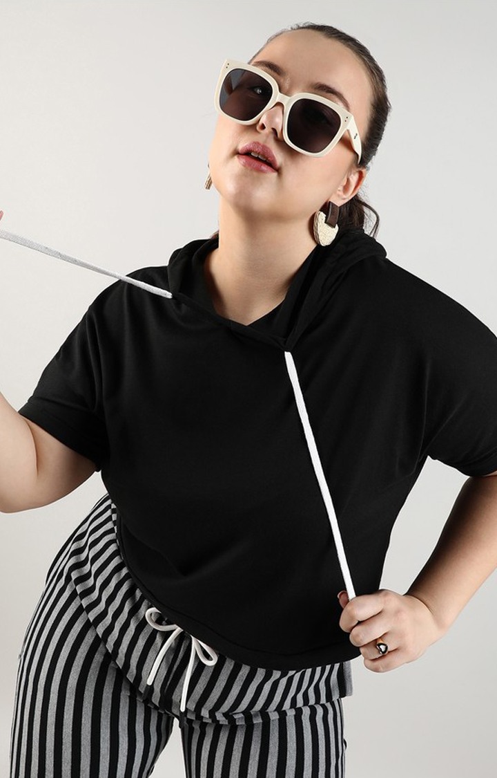Women's Black Solid Tops