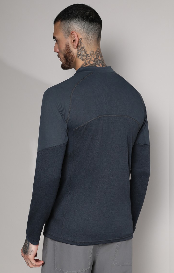 Men's Charcoal Grey Solid Activewear T-Shirt