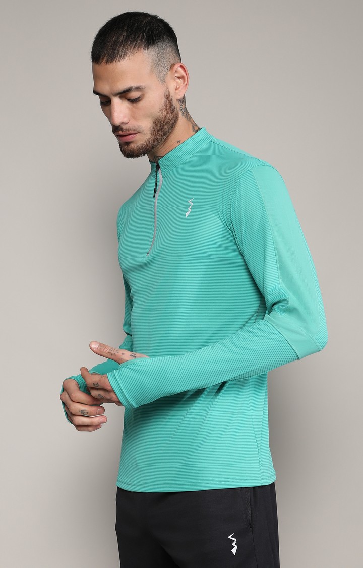 Men's Mint Green Solid Activewear T-Shirt