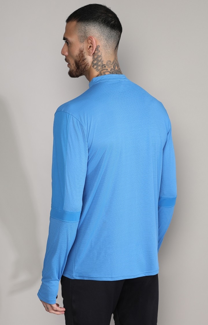 Men's Light Blue Solid Activewear T-Shirt