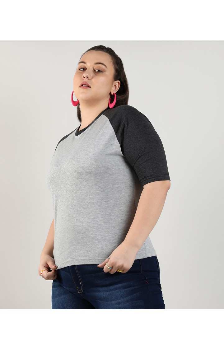 Women's Grey Colourblock Tops