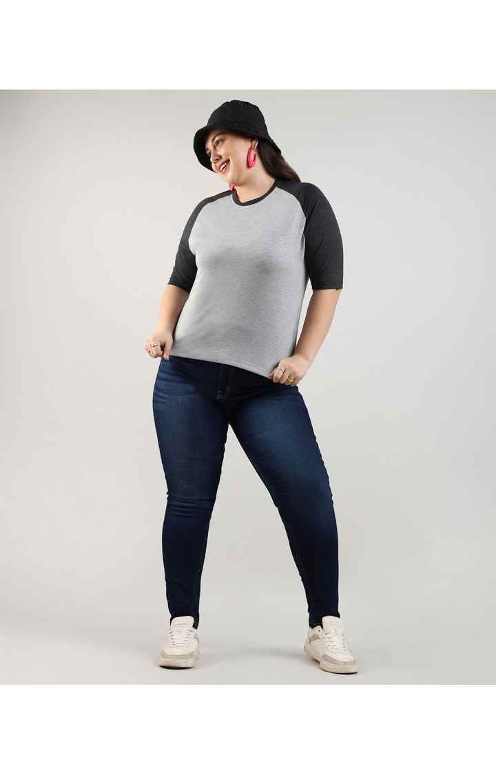 Women's Grey Colourblock Tops