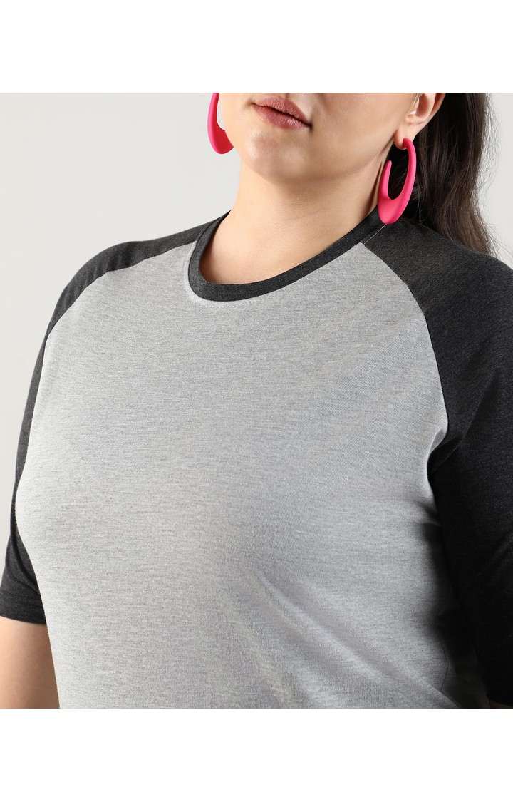 Women's Grey Colourblock Tops