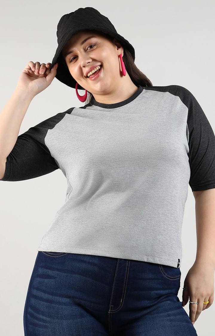 Women's Grey Colourblock Tops