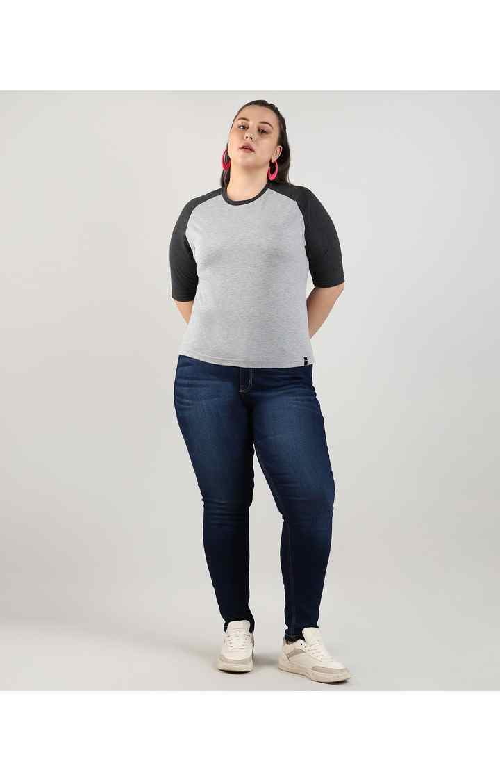 Women's Grey Colourblock Tops