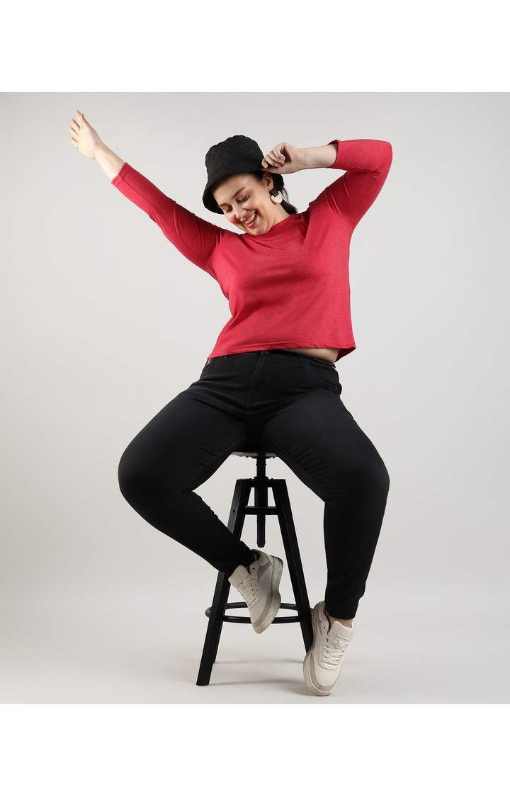 Women's Red Solid Tops