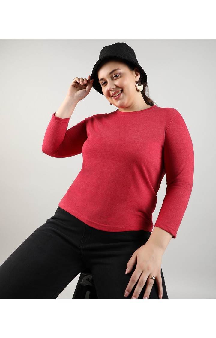 Women's Red Solid Tops