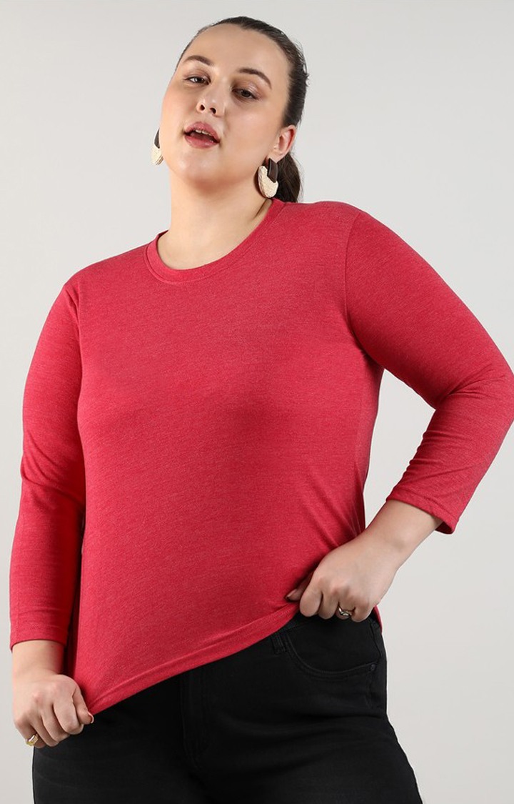 Women's Red Solid Tops