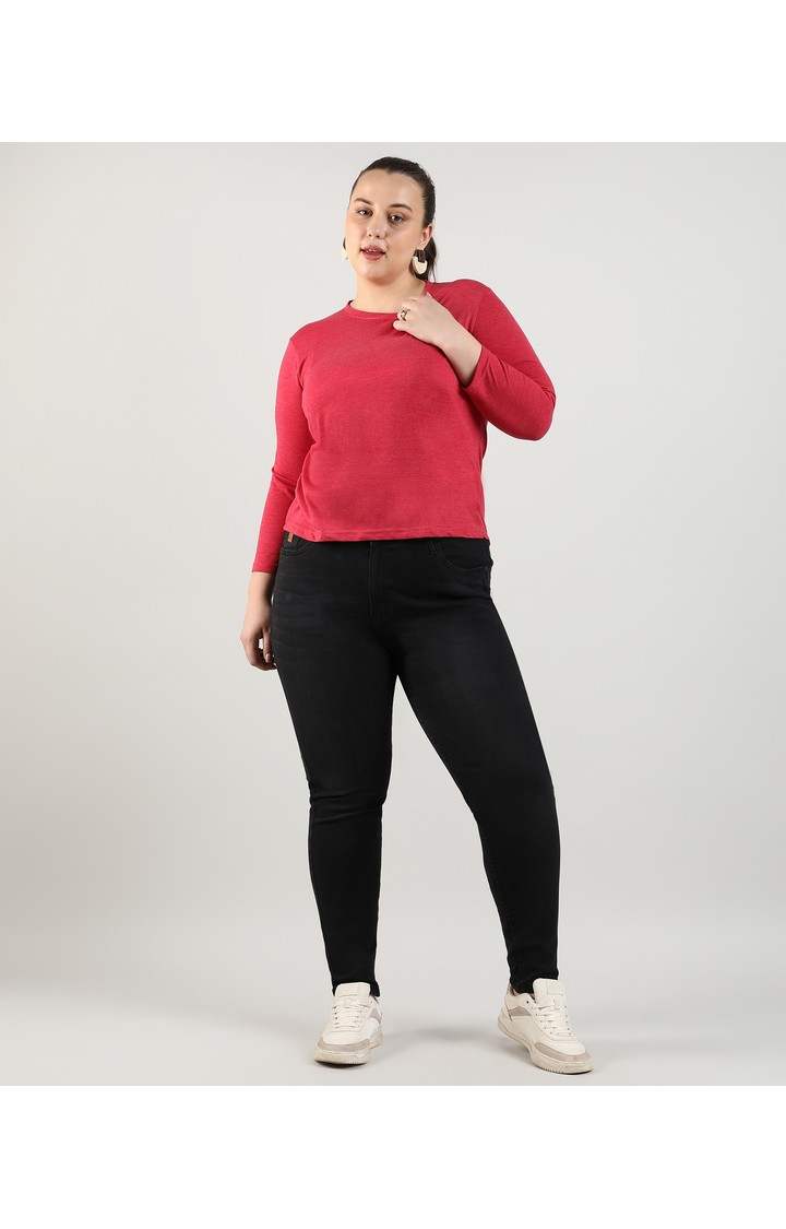 Women's Red Solid Tops