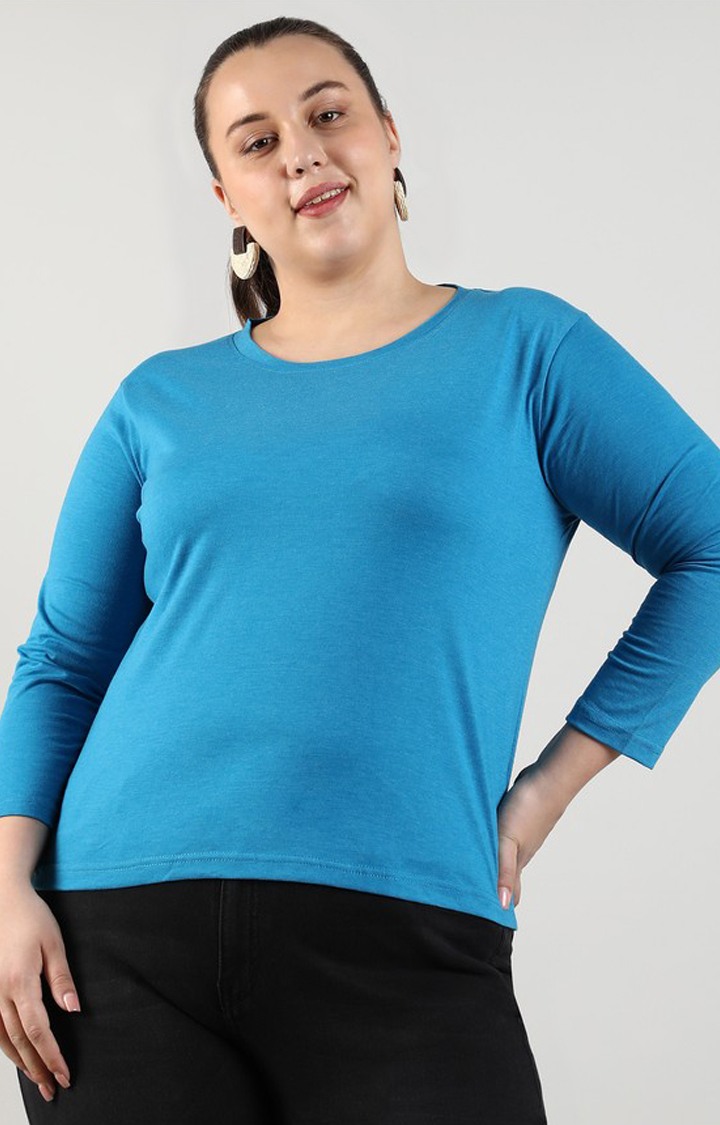 Women's Blue Solid Tops