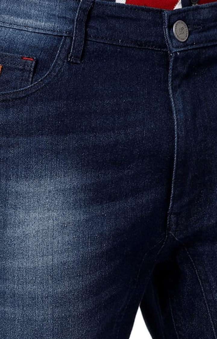 CAMPUS SUTRA | Men's Classic Blue Dark-Washed Slim Fit Denim Jeans 4
