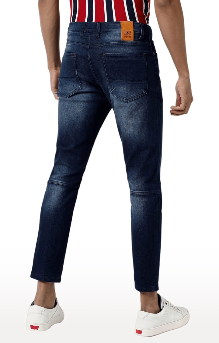 Men's Classic Blue Dark-Washed Slim Fit Denim Jeans
