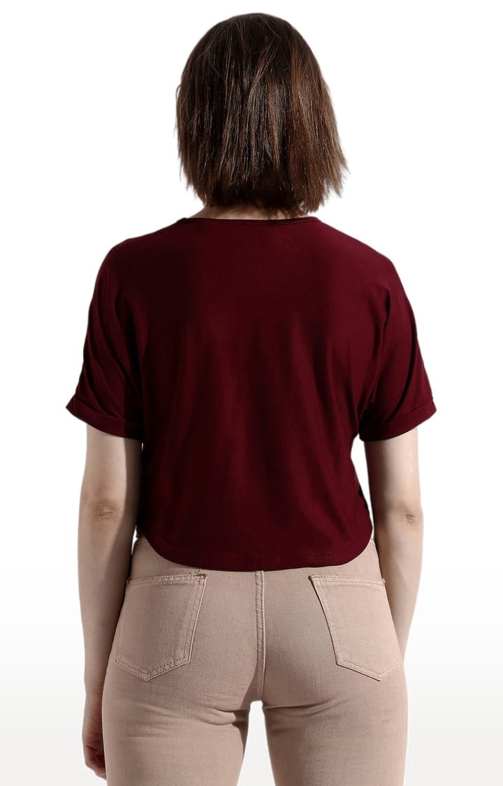 Women's Red Typographic Crop Top