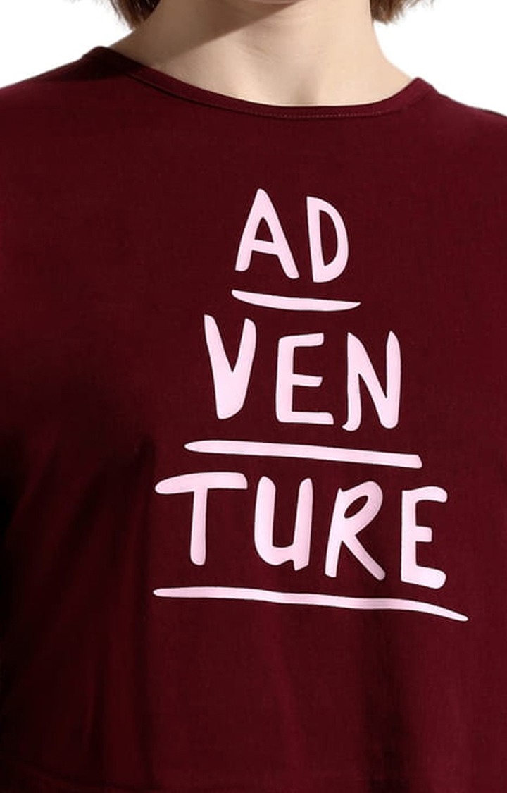 Women's Red Typographic Crop Top