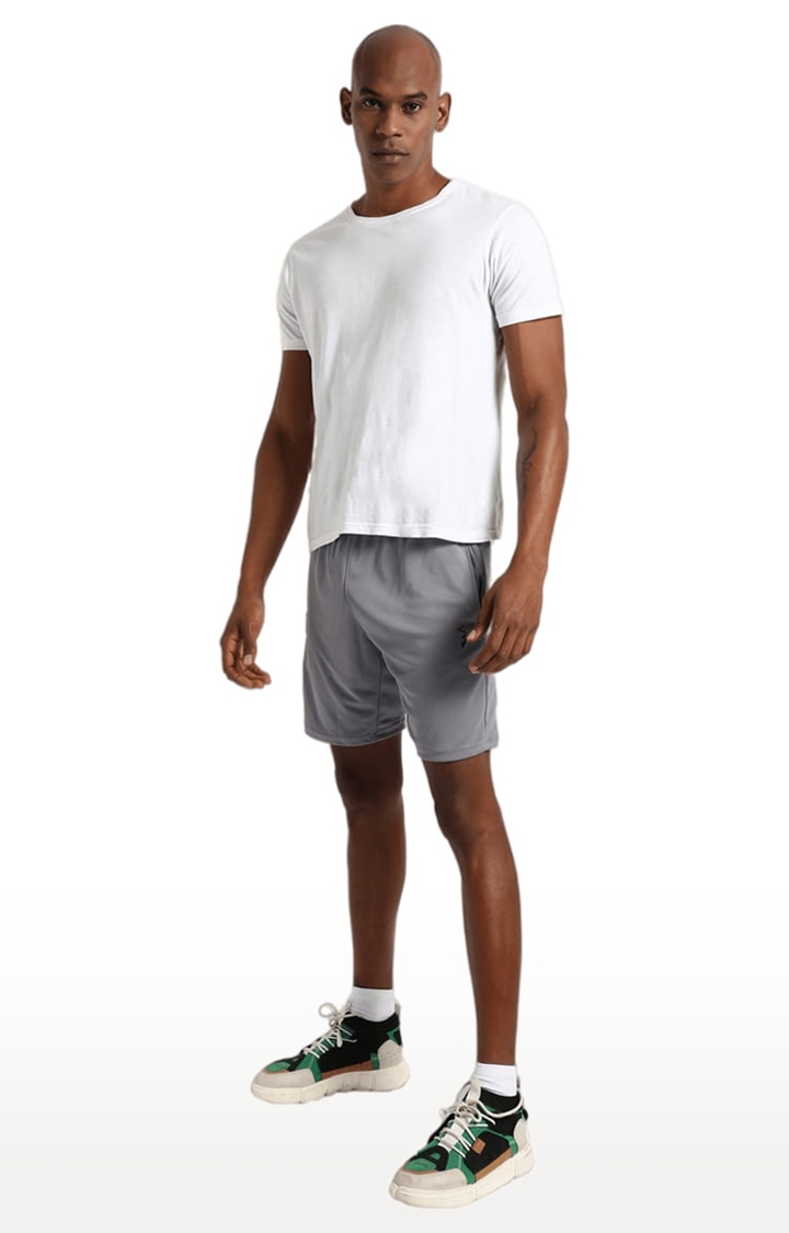 Men's Solid Grey Regular Fit Activewear Shorts