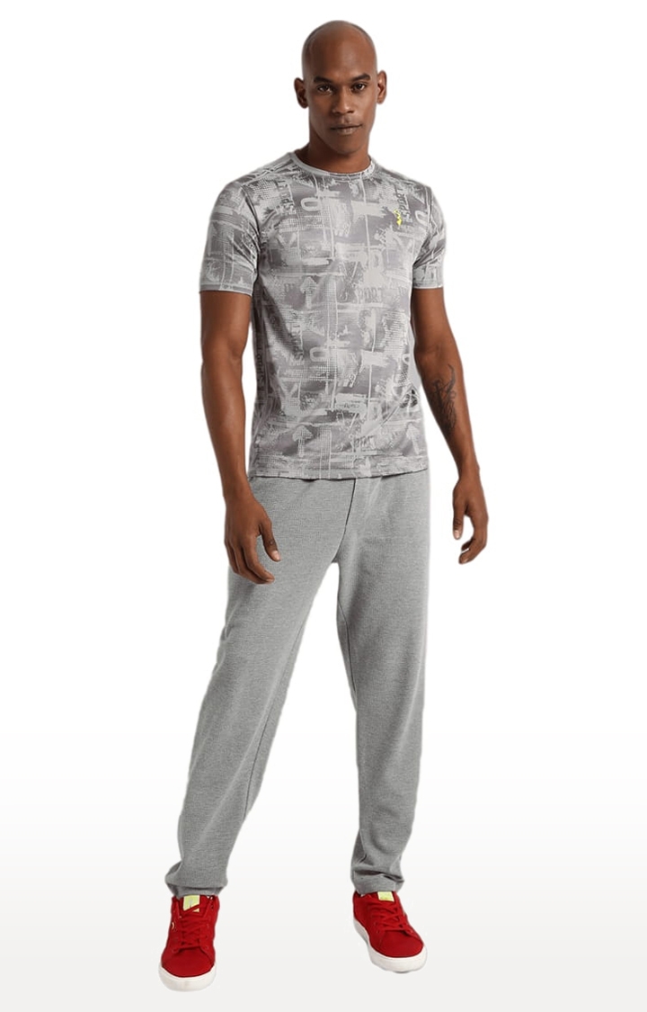 CAMPUS SUTRA | Men's Grey Polyester Graphics Activewear T-Shirt 1