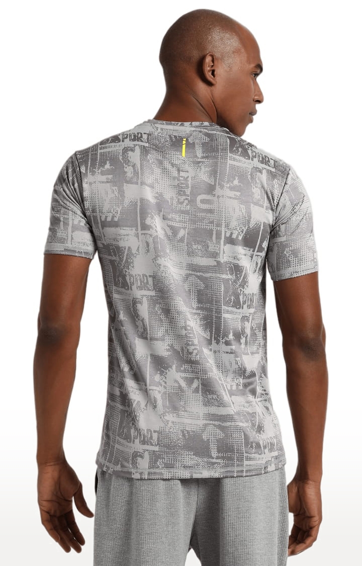 CAMPUS SUTRA | Men's Grey Polyester Graphics Activewear T-Shirt 2